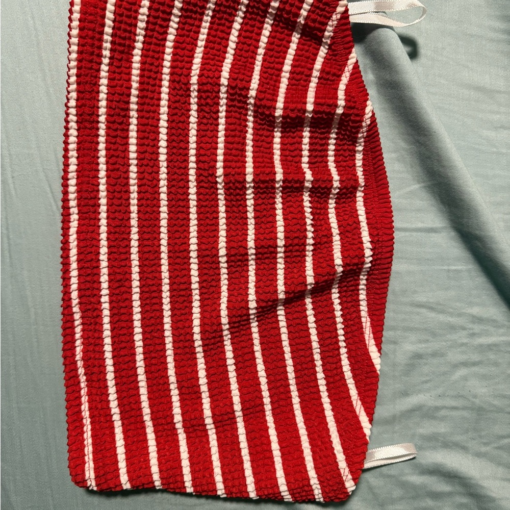 SHEIN Red and White Striped Crop Top